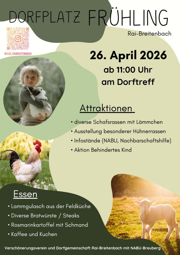 Plakat Dorfplatzfrühling in Rai-Breitenbach am 26.04.2026