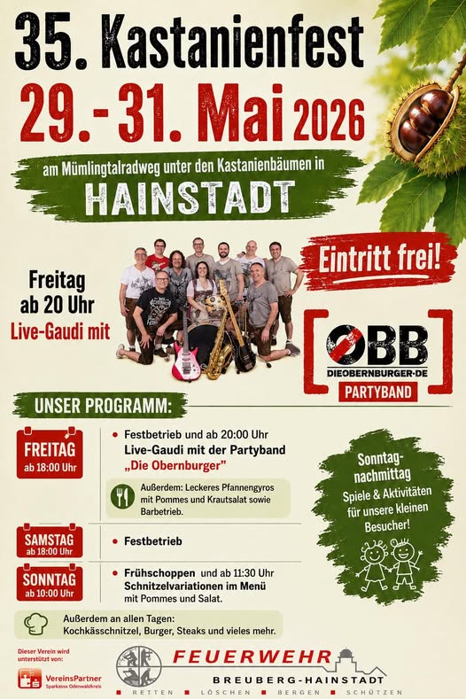 Plakat Kastanienfest in Hainstadt am 29.-31.05.2026